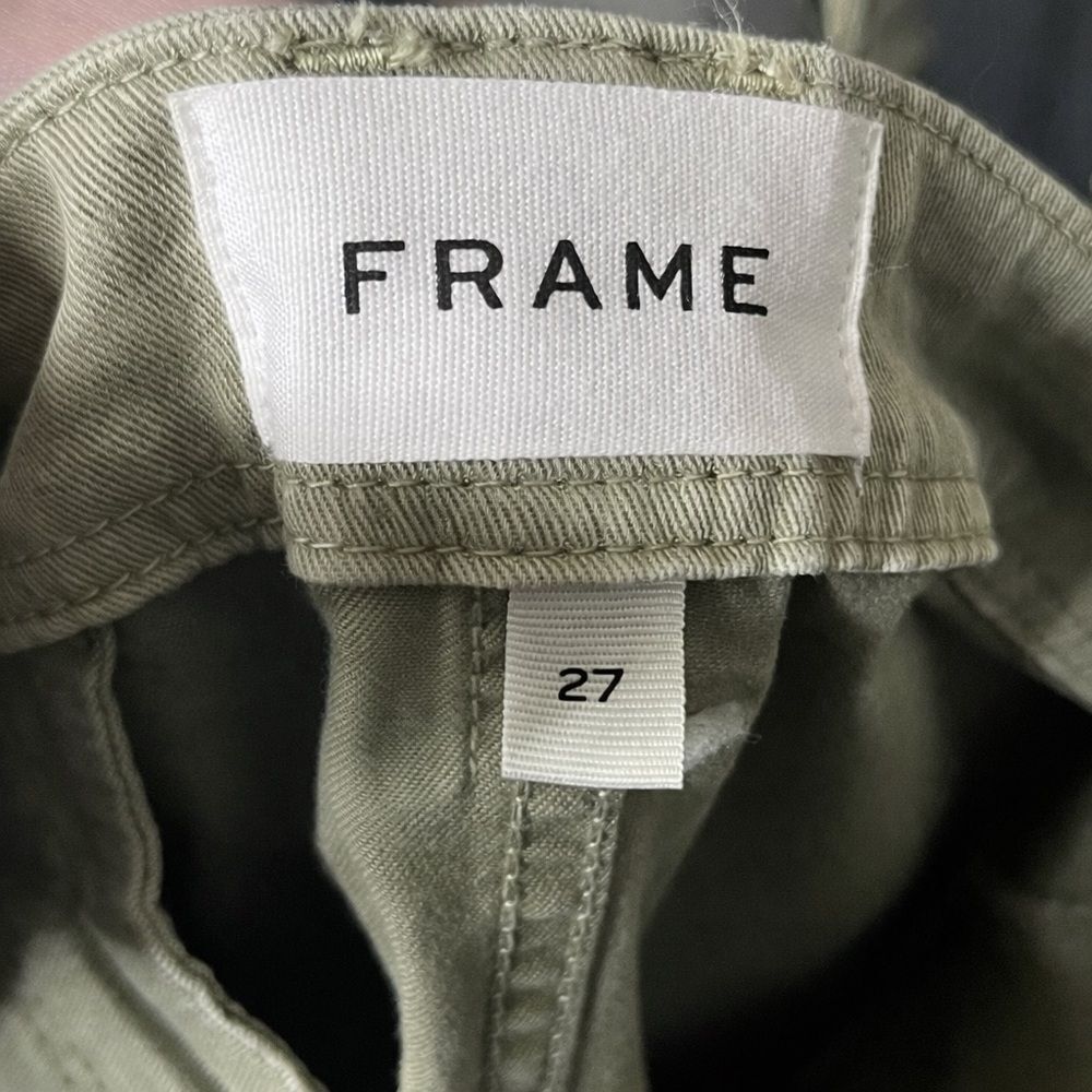 Frame Trapunto Moto Pants Washed Aloe Green Zip Hem Utility Jogger Women 27 - Picture 12 of 12
